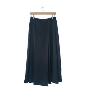 COS NWT Pleated Satin Wrap Midi Skirt Black Size 8